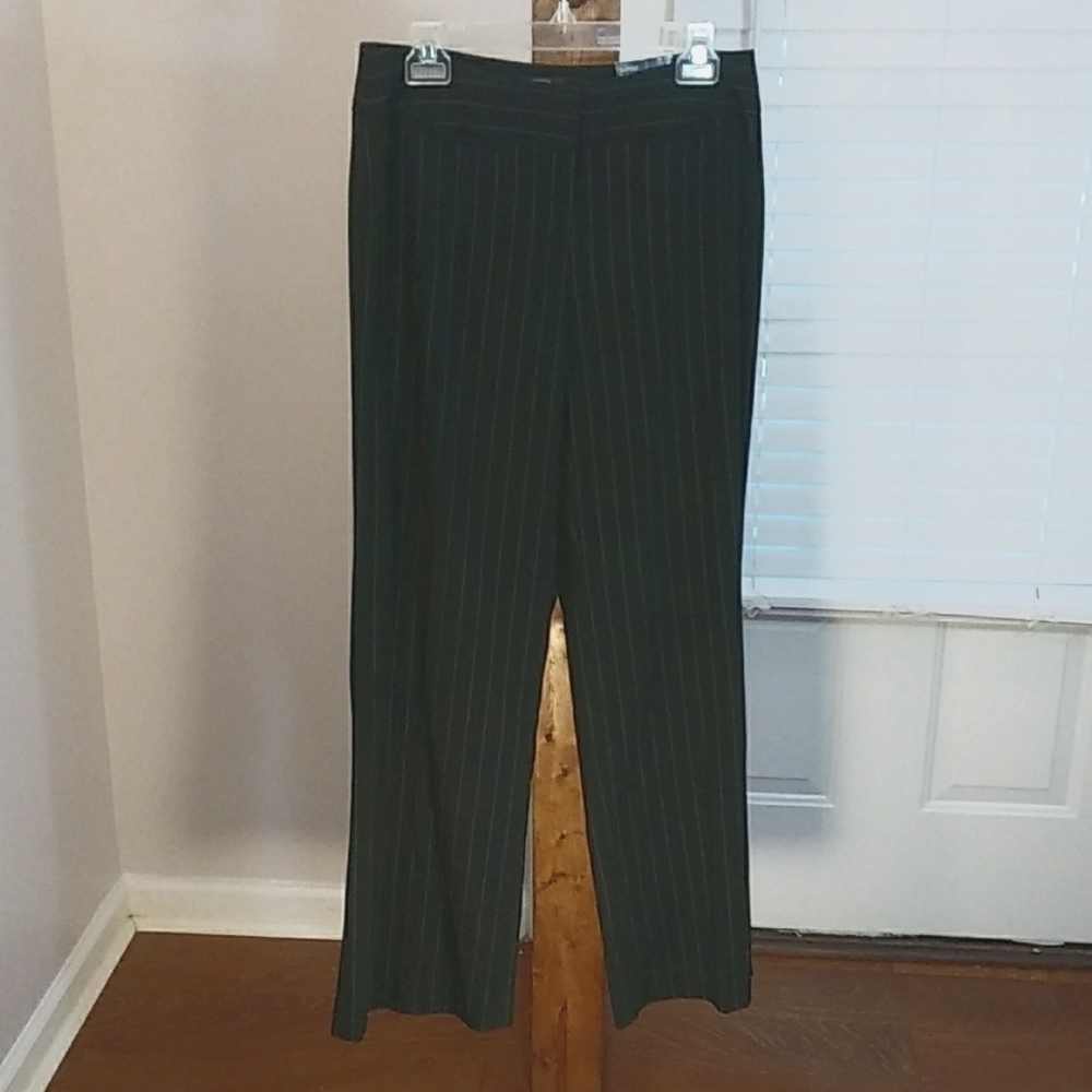 NWT Style & Co Sophia Black Coral Spring Stretch Strip Wide Legs Pants Size 6